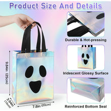 Halloween gift bags, holographic bags, non-woven bags, laser bags, spooky gift bags, Halloween party favors, Halloween treat bags, reusable gift bags, Australian Halloween, Halloween decorations - Silver - Size 16PCS