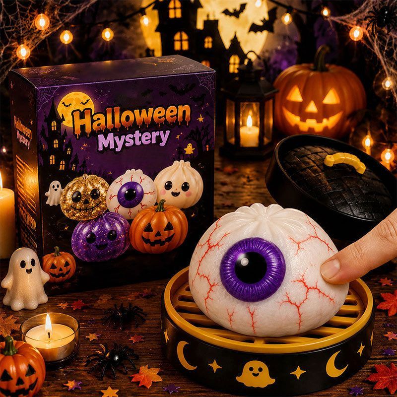 Halloween toys, mystery blind box, pumpkin toys, ghost toys, eyeball toys, slow-rebound pectin, stress relief toy, Halloween gifts, Halloween decorations, Australian Halloween, sensory toy - Purple Phantom - Size 8cm
