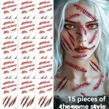 Halloween Tattoos 3D Temporary Tattoos Fake Wound Stickers Blood Wounds - Red - Size scarA-20pcs
