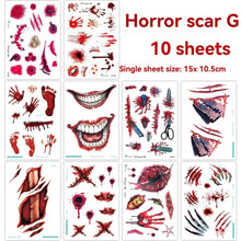 Halloween Tattoos 3D Temporary Tattoos Fake Wound Stickers Blood Wounds - Red - Size scarG-10pcs