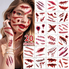 Halloween Tattoos 3D Temporary Tattoos Fake Wound Stickers Blood Wounds - Red - Size scarG-10pcs