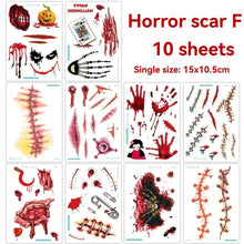 Halloween Tattoos 3D Temporary Tattoos Fake Wound Stickers Blood Wounds - Red - Size scarG-10pcs