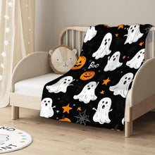 Halloween Throw Blanket Cozy Microfiber Blanket Soft Flannel Throw Festive Home Pumpkin Bat - Orange - Size 70cm*100cm