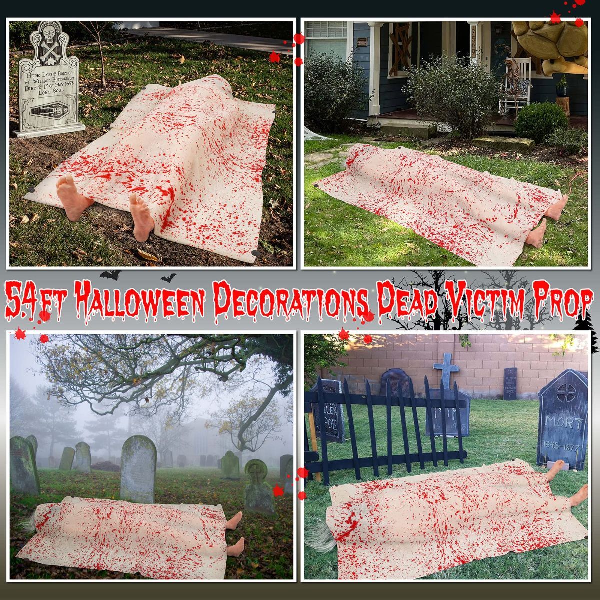 5.4ft Halloween Decorations Outdoor Props - Scary Hallowmas Back from The Grave Dead Victim Prop for Haunted House Party Decor(Assembly Needed) Red