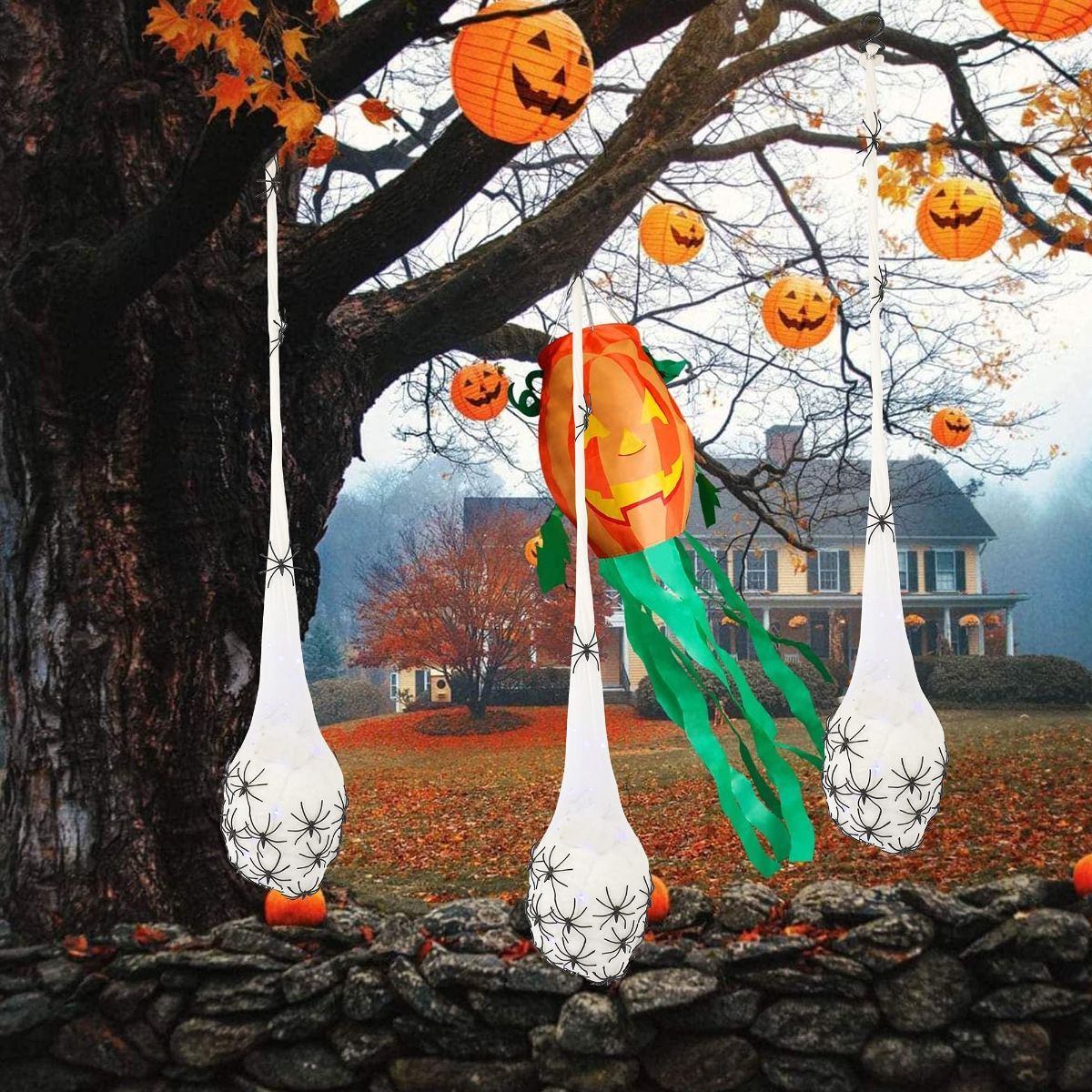 3.2FT Halloween Decoration Hanging Light Up Spider Egg Sacs 3 Packs, Gift for Halloween Party Favors Games, Sacks Props for Halloween, Birthday Indoor Outdoor Decor (Purple)