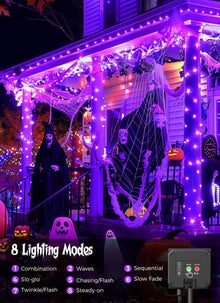 Solar String Lights Outdoor Waterproof, LED Outdoor Light | Solar Fairy Lights with 8 Lighting Modes, IP65 Waterproof Solar Christmas Halloween Lights for Outdoor Outside Tree Patio - Purple - Size 22ft 30-LED String Light
