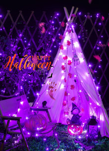 Solar String Lights Outdoor Waterproof, LED Outdoor Light | Solar Fairy Lights with 8 Lighting Modes, IP65 Waterproof Solar Christmas Halloween Lights for Outdoor Outside Tree Patio - Purple - Size 22ft 30-LED String Light