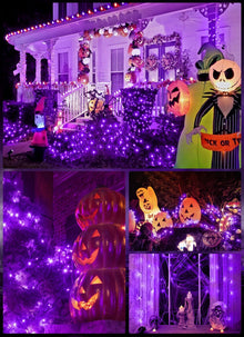 Solar String Lights Outdoor Waterproof, LED Outdoor Light | Solar Fairy Lights with 8 Lighting Modes, IP65 Waterproof Solar Christmas Halloween Lights for Outdoor Outside Tree Patio - Purple - Size 40ft 100-LED String Light