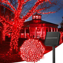 Solar String Lights Outdoor Waterproof, LED Outdoor Light | Solar Fairy Lights with 8 Lighting Modes, IP65 Waterproof Solar Christmas Halloween Lights for Outdoor Outside Tree Patio - Red - Size 40ft 100-LED String Light