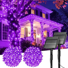 Solar String Lights Outdoor, 2 Pack LED Solar Outdoor Lights | Solar Fairy Lights with 8 Lighting Modes, Waterproof Solar Christmas Halloween  Lights for Outside Tree Garden Balcony Gazebo Party - Purple - Size 40ft 100-LED String Light
