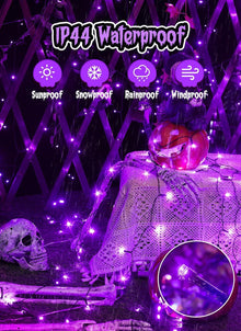 Solar String Lights Outdoor, 2 Pack LED Solar Outdoor Lights | Solar Fairy Lights with 8 Lighting Modes, Waterproof Solar Christmas Halloween  Lights for Outside Tree Garden Balcony Gazebo Party - Purple - Size 105ft 300-LED String Light