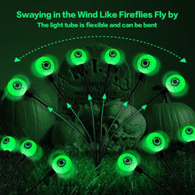 Halloween Decorations Outdoor Solar Scary Eyeball Lights,2PACKS LED Green Eyeball Swaying Firefly Lights,Waterproof Solar Halloween Path Lights for Yard/Garden/Lawn/Party Decor - Green - Size 6 led