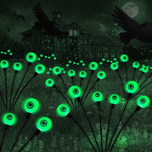 Halloween Decorations Outdoor Solar Scary Eyeball Lights,2PACKS LED Green Eyeball Swaying Firefly Lights,Waterproof Solar Halloween Path Lights for Yard/Garden/Lawn/Party Decor - Green - Size 8 led