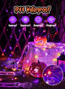 Solar String Lights Outdoor, 2 Pack LED Solar Outdoor Lights | Solar Fairy Lights with 8 Lighting Modes, Waterproof Solar Christmas Halloween  Lights for Outside Tree Garden Balcony Gazebo Party - Orange Purple - Size 72ft 200-LED String Light