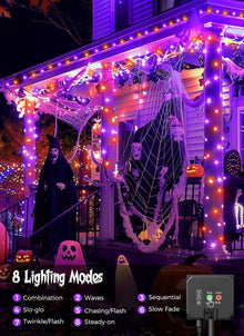 Solar String Lights Outdoor, 2 Pack LED Solar Outdoor Lights | Solar Fairy Lights with 8 Lighting Modes, Waterproof Solar Christmas Halloween  Lights for Outside Tree Garden Balcony Gazebo Party - Orange Purple - Size 72ft 200-LED String Light