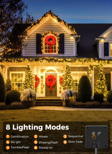 Solar String Lights Outdoor Waterproof, LED Outdoor Light | Solar Fairy Lights with 8 Lighting Modes, IP65 Waterproof Solar Christmas Halloween Lights for Outdoor Outside Tree Patio - Warm White - Size 22ft 30-LED String Light