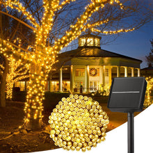 Solar String Lights Outdoor Waterproof, LED Outdoor Light | Solar Fairy Lights with 8 Lighting Modes, IP65 Waterproof Solar Christmas Halloween Lights for Outdoor Outside Tree Patio - Warm White - Size 105ft 300-LED String Light