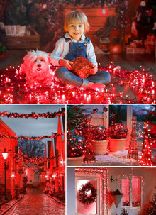 Solar String Lights Outdoor, 2 Pack LED Solar Outdoor Lights | Solar Fairy Lights with 8 Lighting Modes, Waterproof Solar Christmas Halloween  Lights for Outside Tree Garden Balcony Gazebo Party - Red - Size 105ft 300-LED String Light
