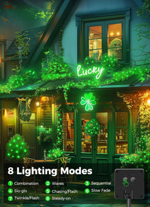 Solar String Lights Outdoor Waterproof, LED Outdoor Light | Solar Fairy Lights with 8 Lighting Modes, IP65 Waterproof Solar Christmas Halloween Lights for Outdoor Outside Tree Patio - Green - Size 22ft 30-LED String Light