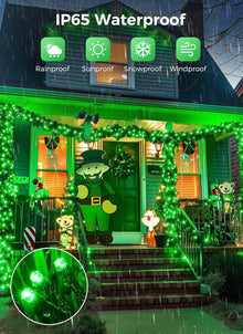 Solar String Lights Outdoor Waterproof, LED Outdoor Light | Solar Fairy Lights with 8 Lighting Modes, IP65 Waterproof Solar Christmas Halloween Lights for Outdoor Outside Tree Patio - Green - Size 105ft 300-LED String Light
