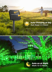Solar String Lights Outdoor Waterproof, LED Outdoor Light | Solar Fairy Lights with 8 Lighting Modes, IP65 Waterproof Solar Christmas Halloween Lights for Outdoor Outside Tree Patio - Green - Size 105ft 300-LED String Light