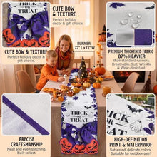 Halloween Table Runner 72 in with Big Bows Spillproof Pumpkin Ghost Spill-proof/Water-resistant,3D Statement Bow-Knot,Premium Heavyweight Fabric,Spillproof Coating & Outdoor Ready - Multi - Size A