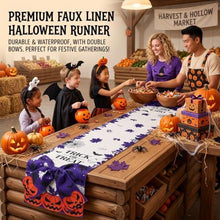 Halloween Table Runner 72 in with Big Bows Spillproof Pumpkin Ghost Spill-proof/Water-resistant,3D Statement Bow-Knot,Premium Heavyweight Fabric,Spillproof Coating & Outdoor Ready - Multi - Size A