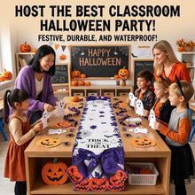 Halloween Table Runner 72 in with Big Bows Spillproof Pumpkin Ghost Spill-proof/Water-resistant,3D Statement Bow-Knot,Premium Heavyweight Fabric,Spillproof Coating & Outdoor Ready - Multi - Size B