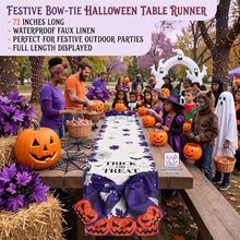 Halloween Table Runner 72 in with Big Bows Spillproof Pumpkin Ghost Spill-proof/Water-resistant,3D Statement Bow-Knot,Premium Heavyweight Fabric,Spillproof Coating & Outdoor Ready - Multi - Size C
