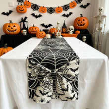 Halloween Table Runner 72 in with Big Bows Spillproof Pumpkin Ghost Spill-proof/Water-resistant,3D Statement Bow-Knot,Premium Heavyweight Fabric,Spillproof Coating & Outdoor Ready - Multi - Size D