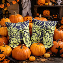 Halloween Pillow Covers Set of 2，18X18 Inch Autumn Bow Decorative Holloween Cushion Cases for Sofa Couch Home Decor - Green - Size 18*18in