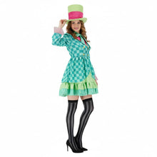 Hatter Costume Women Mad Tea Party Halloween Cosplay Dress with Bowtie Top Hat Leggings Mardi Gras Parade Outfits - Green - Size XXL