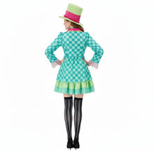 Hatter Costume Women Mad Tea Party Halloween Cosplay Dress with Bowtie Top Hat Leggings Mardi Gras Parade Outfits - Green - Size XXXL