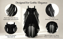 Women Witch Dress Halloween Costumes Vampire Woman Renaissance Medieval Butterfly Sleeve Mesh Gothic Dresses - Green - Size XL