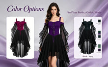 Women Witch Dress Halloween Costumes Vampire Woman Renaissance Medieval Butterfly Sleeve Mesh Gothic Dresses - Red - Size XL