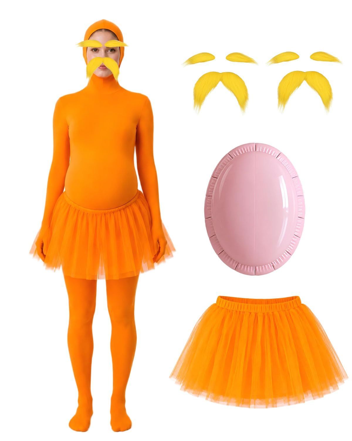 Orange Jumpsuit Ballet Skirt Fake Belly Costume Set Halloween Costume Costume Adult - Orange - Size XL