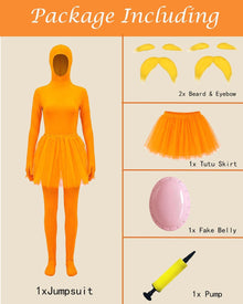 Orange Jumpsuit Ballet Skirt Fake Belly Costume Set Halloween Costume Costume Kids - Orange - Size L