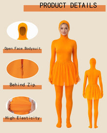 Orange Jumpsuit Ballet Skirt Fake Belly Costume Set Halloween Costume Costume Kids - Orange - Size M