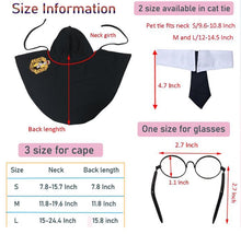 3PCS Halloween Dog Costume Cat Wizard Cape Glasses and Necktie Set Halloween Puppy Outfit Pet Academy Magician Cosplay Apparel for Kitten Cat Small Dogs - Black-Green - Size L