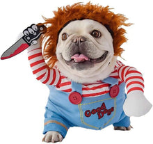 Pet Deadly Doll Dog Costume, Cosplay Halloween Christmas Funny Clothes Party Costume for Small Medium and Large Dogs - Blue - Size M