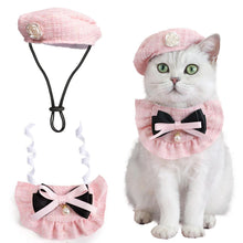 Cat Beret Cat Headscarf Pet Outfit Cat Accessories Halloween Pet Costume - Pink