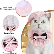 Cat Beret Cat Headscarf Pet Outfit Cat Accessories Halloween Pet Costume - Pink