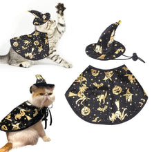 Pet Halloween Costumes Dogs Cats Halloween Witch Pet Costume Cape Hat Halloween Vampire Cloak Wizard Cats Cosplay Clothes Apparel for Small Dogs Cats Halloween Party Decorations - Black - Size L