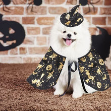 Pet Halloween Costumes Dogs Cats Halloween Witch Pet Costume Cape Hat Halloween Vampire Cloak Wizard Cats Cosplay Clothes Apparel for Small Dogs Cats Halloween Party Decorations - Black - Size S