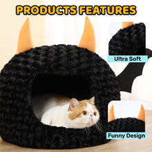 Funny Cat Bed Halloween Large Cat Cave Nest Warm Cute Kitten Bed Mattress Cartoon Ultra Soft Plush Removable Cushion