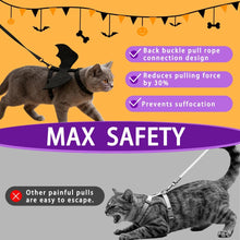 Cat Harness and Leash with Bat Wings, Escape Proof Leash | Halloween Costumes, Thickened Polyester Fabric, Lightweight Felt, Adjustable Vest, Easy Control, for Small Dogs Cats Rabbits - Black - Size M