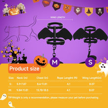 Cat Harness and Leash with Bat Wings, Escape Proof Leash | Halloween Costumes, Thickened Polyester Fabric, Lightweight Felt, Adjustable Vest, Easy Control, for Small Dogs Cats Rabbits - Black - Size S