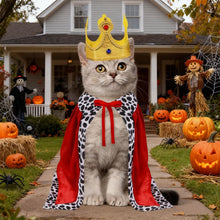 Cat Halloween Costume Cat King Costume Red Cape For Cat Gold Crown For Cat Dog Pet