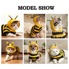 Bumblebee Cat Costume for Sphynx & Small Dogs, Fit Halloween, Yellow, Cute Bee Stripes Hoodie, Soft Warm Fleece, Holiday Cosplay Outfit, Daily Leisure Wear, Easy to Put, Safe for Leash Walking - Yellow / XS