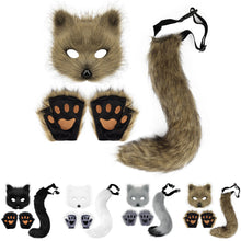 Therian Paws Fur Mask Tail Set Black Halloween Party Costume
